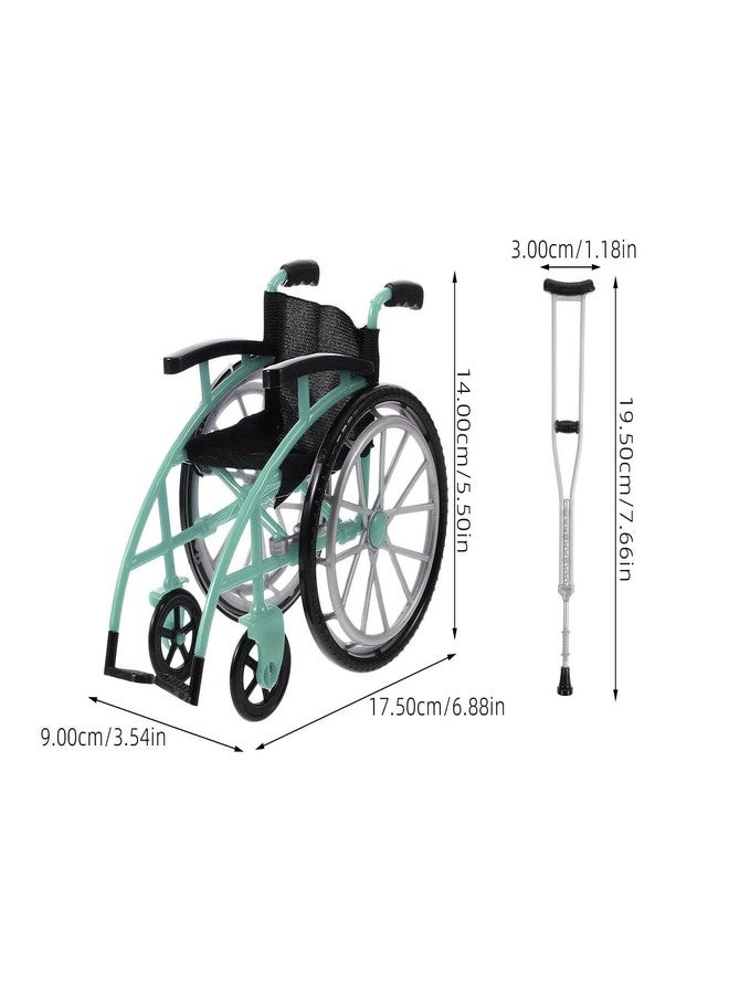 Vaguelly 1set Miniature Wheelchair Model Crutches for Dollhouses Home Decor and Miniature Landscaping Realistic Design and Materials for Display and Collecting - Image 4